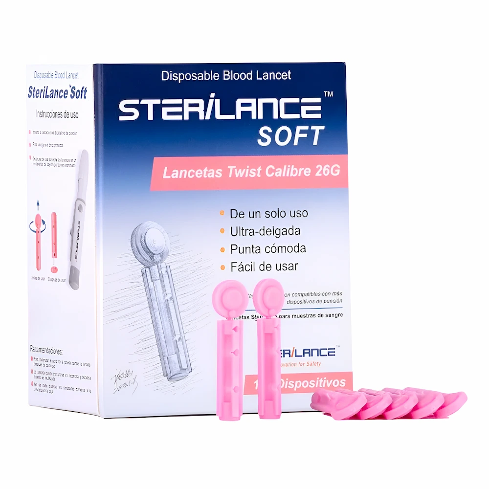 Lancetas Universales En Acero SteriLance™ Soft 26G (2 Cajas 200 Unid.)