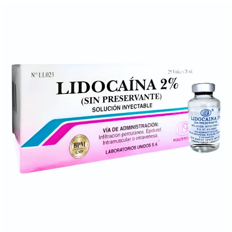 Lidocaina 2% Sin Preservante 20ml – Lusa® (1 Caja 5 Unid.)