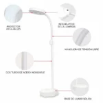 Lupa Lámpara Facial Con Luz LED Y Regulador Dimmer 5X (1 Unidad)