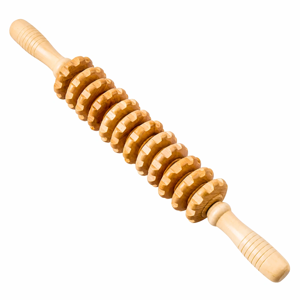 Masajeador De Madera Con 12 Rodillos Para Masaje Corporal (Por Unidad)