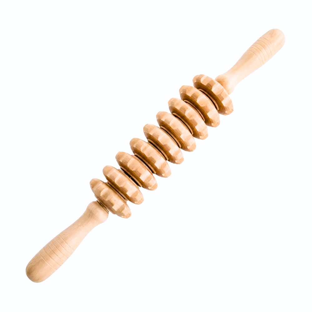 Masajeador De Madera De 9 Rodillos Para Maderoterapia (Por Unidad)