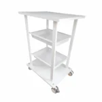 Mesa Auxiliar Blanca Bandeja Doble Con Ruedas 48x36x70cm (Por Unidad)