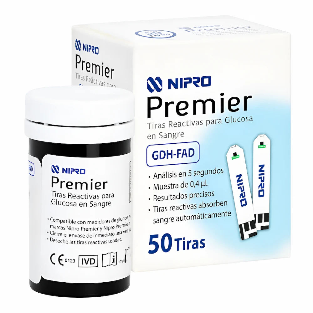 Tiras Reactivas Para Glucosa Nipro® Premier GDH-FAD (1 Caja 50 Tiras)