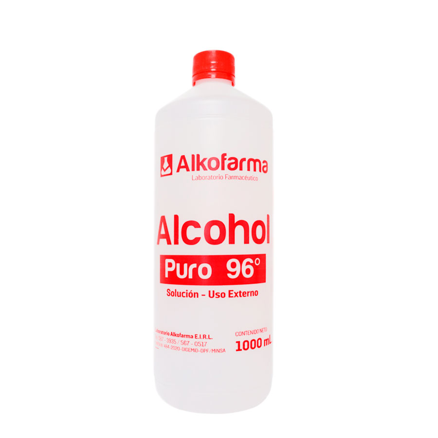 Alcohol Puro Alkofarma® 96° Líquido (1 Caja 2 Frascos)