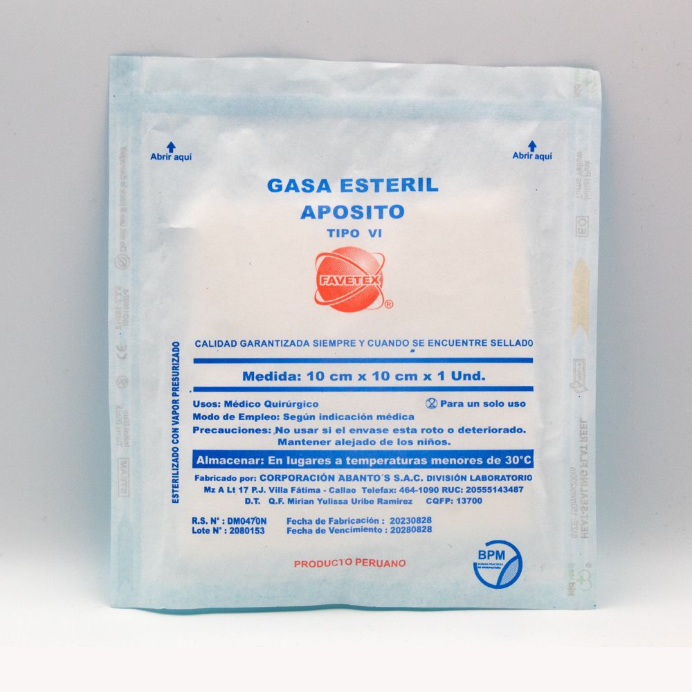 Aposito De Gasa Y Algodon 10X10Cm Favetex® (1 Caja 100 Unid.)