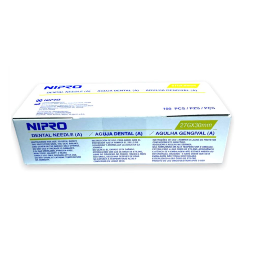 Aguja Dental Larga 27G X 30Mm Nipro® (Por Unidad)