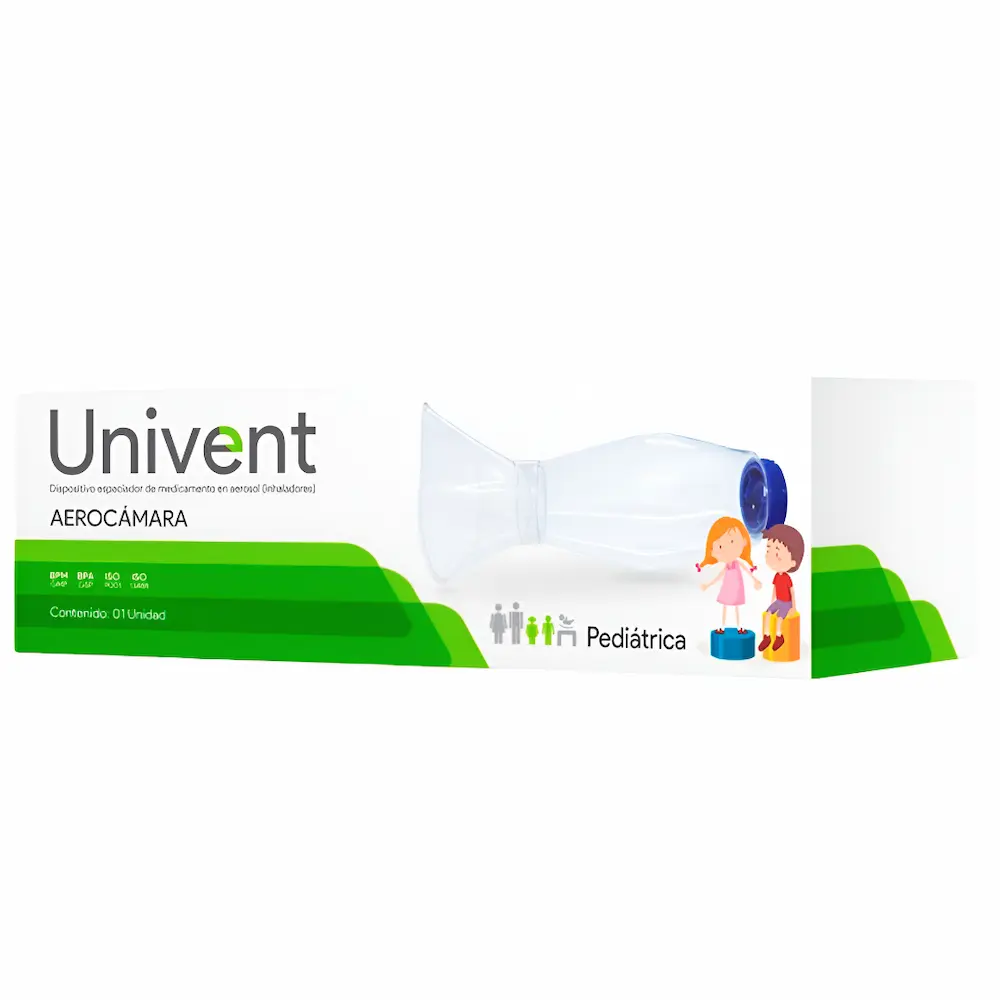 Aerocámara Pediátrica Univent® Espaciador (1 Caja 2 Unid.)