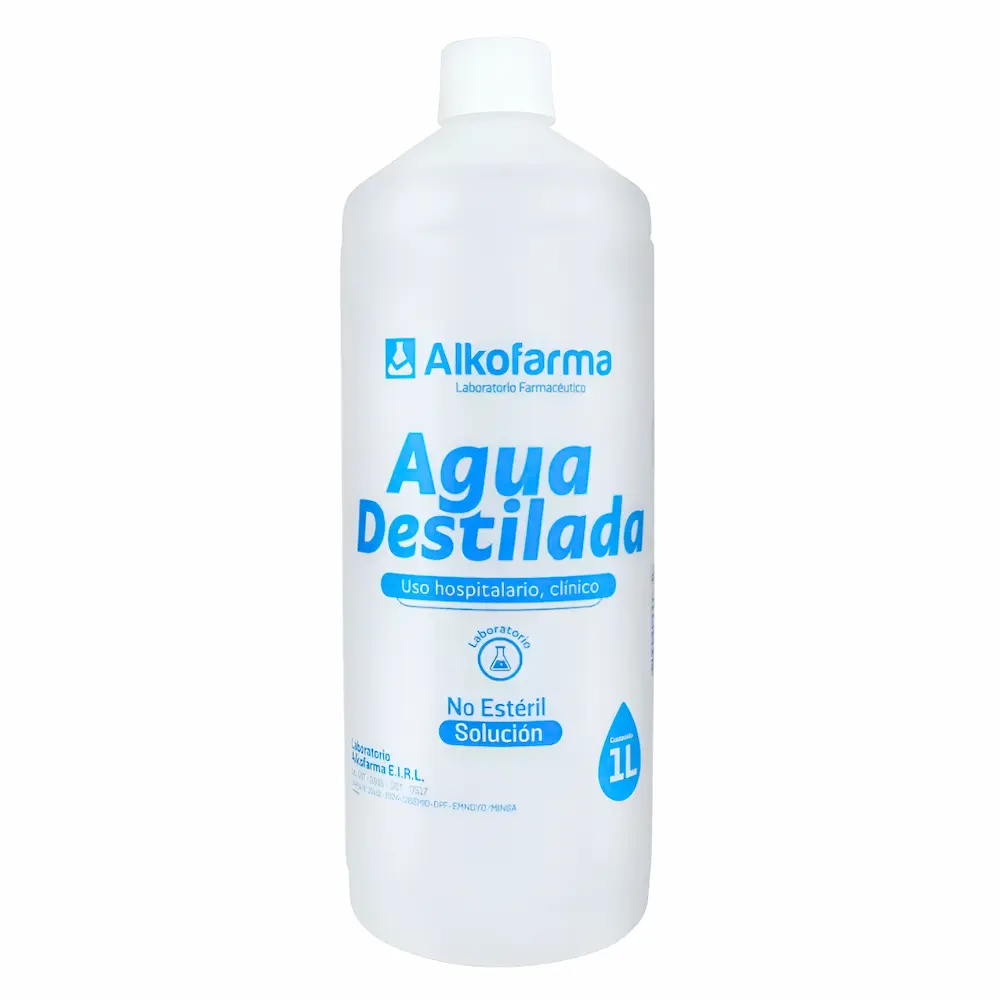 Agua Destilada Alkofarma® No Estéril 1 L (1 Caja 5 Unid.)