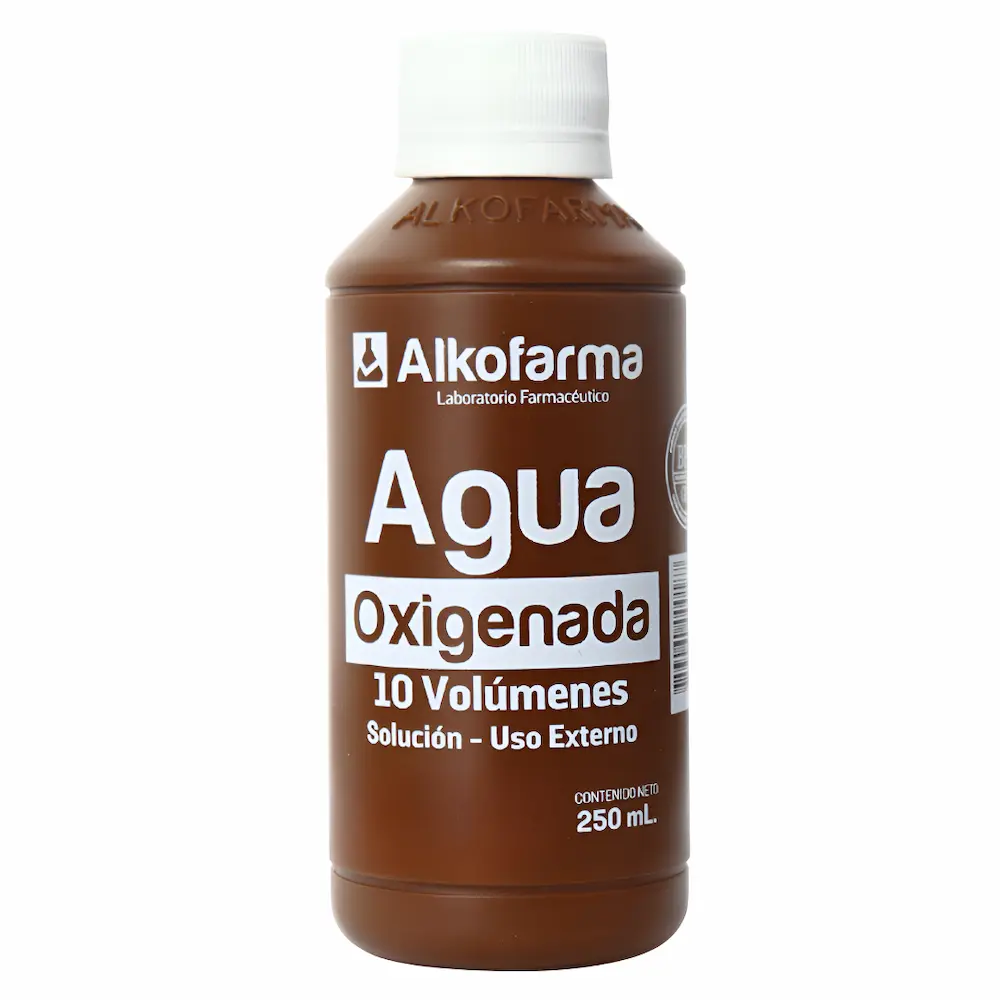 Agua Oxigenada 10 Vol Alkofarma® 250 Ml Higiene Y Limpieza (1 Caja 10 Unid.)
