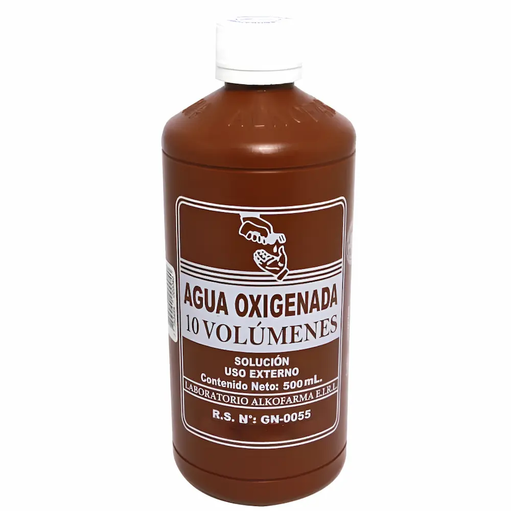 Agua Oxigenada 10 Volúmenes Alkofarma® 500 Ml Higiene Antiséptica (1 Caja 10 Unid.)