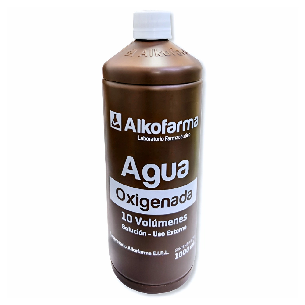 Agua Oxigenada Alkofarma® Antiséptico Eficaz 1L (1 Caja 10 Unid.)