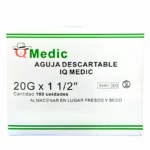Aguja Hipodérmica 20G X 1 1/2 Iq Medic® (1 Caja 100 Unid.)