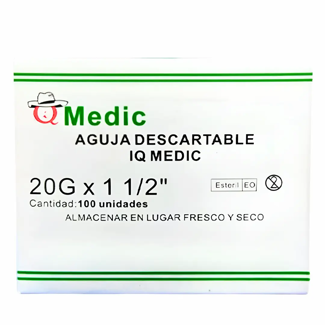 Aguja Hipodérmica 20G X 1 1/2 Iq Medic® (1 Caja 100 Unid.)
