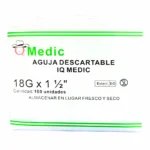Aguja Hipodérmica 18G X 1 1/2 Iq Medic® (1 Caja 100 Unid.)