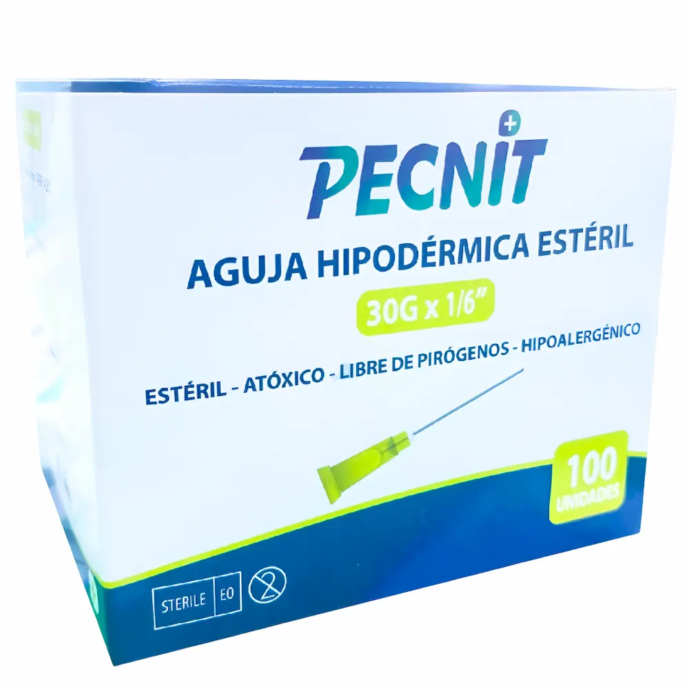Aguja Hipodérmica Estéril Pecnit® 30G X 1/6" (1 Caja 100 Und) Aguja Hipodérmica Estéril Pecnit® 30G X 1/6" (1 Caja 100 Und)