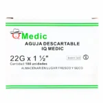 Aguja Hipodérmica Iq Medic® 22G X 1 1/2" (1 Caja 100 Unid.)