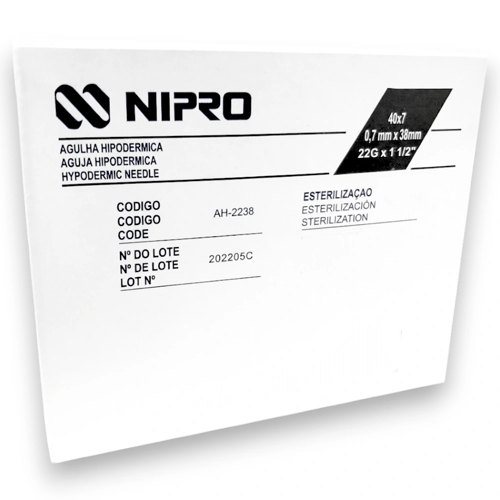 Aguja Hipodérmica Nipro® 22G X 1 1/2 (5 Cajas 500 Unid.)