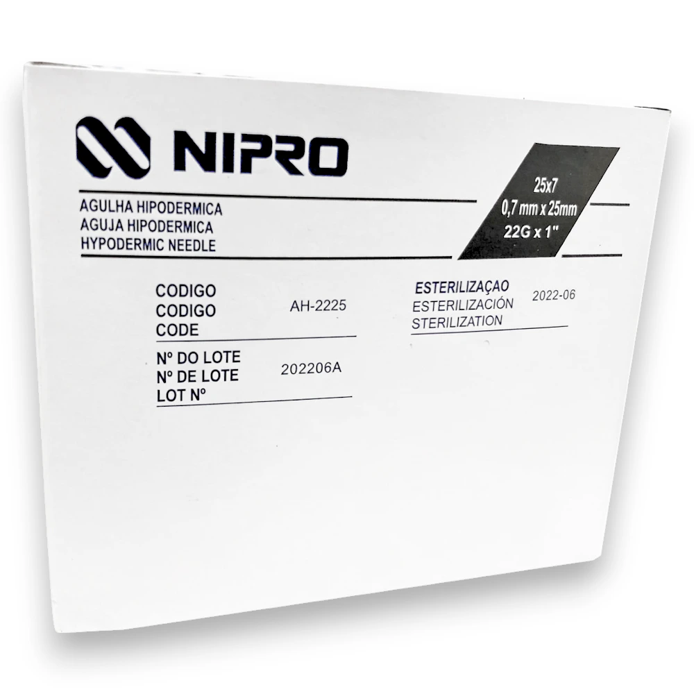 Aguja Hipodérmica Nipro® 22G X 1 (5 Cajas 500 Unid.)