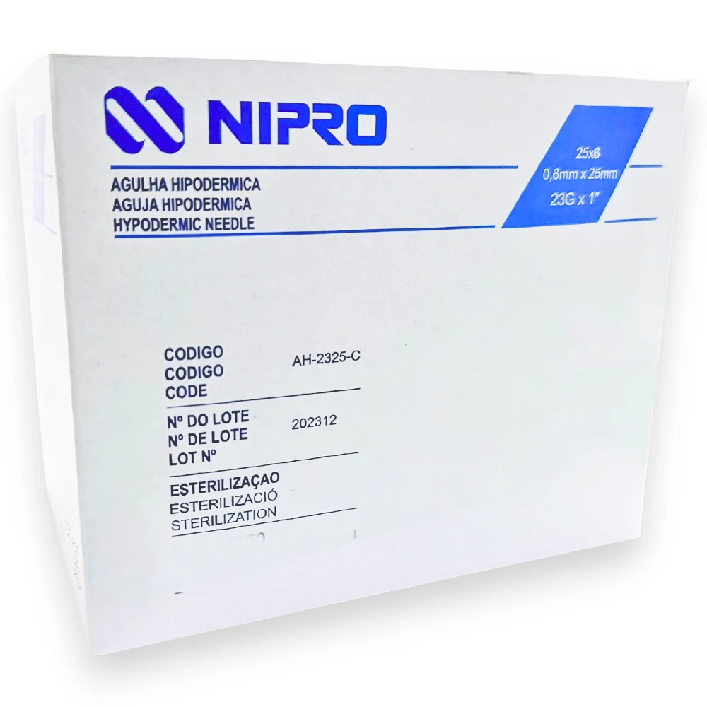 Aguja Hipodérmica Nipro® 23G X 1 (5 Cajas 500 Unid.)