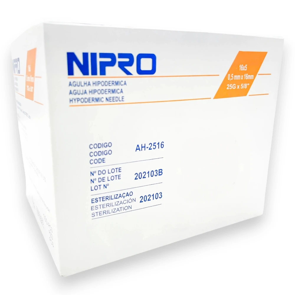 Aguja Hipodérmica Nipro® 25G X 5/8 (5 Cajas 500 Unid.)