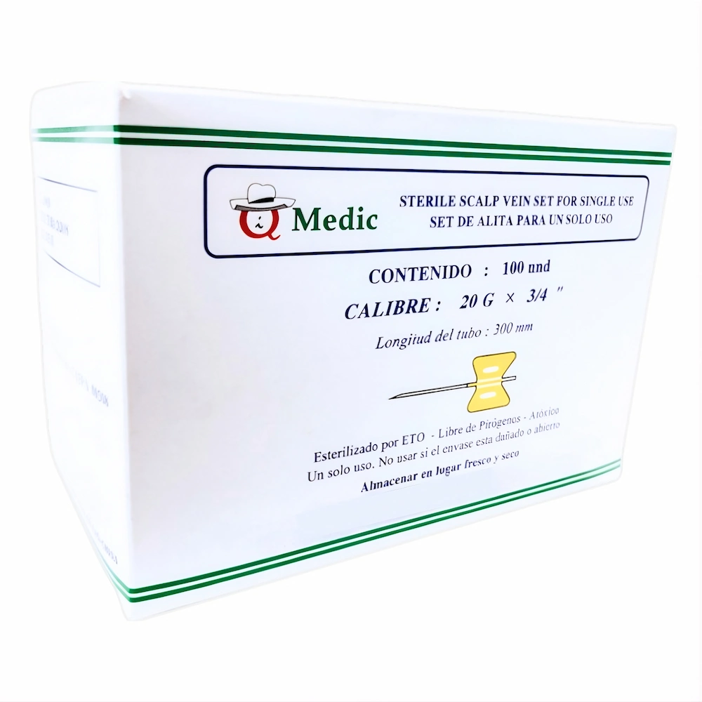Aguja Scalp Vein Iq Medic® Alita Amarilla 20G X 3/4" (1 Caja 100 Unid.)