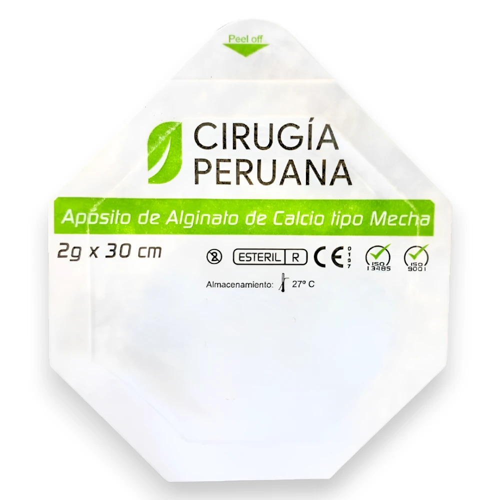 Apósito Alginato Calcio Mecha Cirugía Peruana® 2G X 30Cm (2 Unid.) Apósito Alginato Calcio Mecha Cirugía Peruana® 2G X 30Cm (2 Unid.)