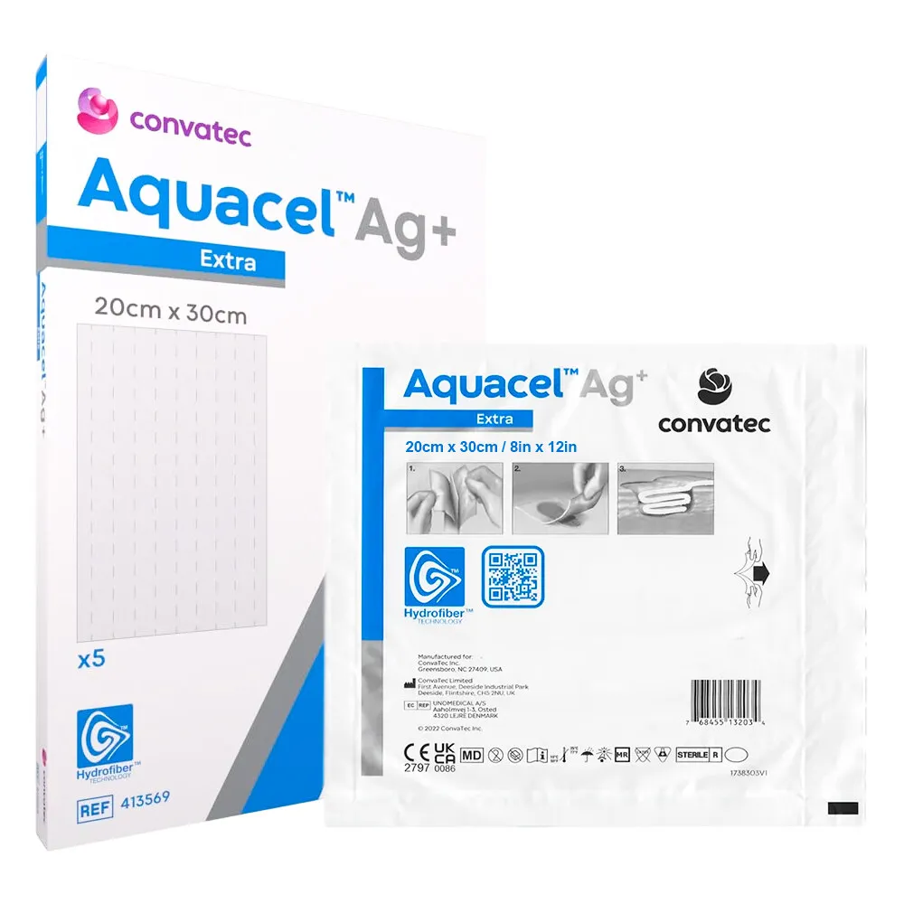 Apósito Hidrofibra Convatec® Aquacel Ag+ Extra 20X30 Cm (Por Unidad) Apósito Hidrofibra Convatec® Aquacel Ag+ Extra 20X30 Cm (Por Unidad)