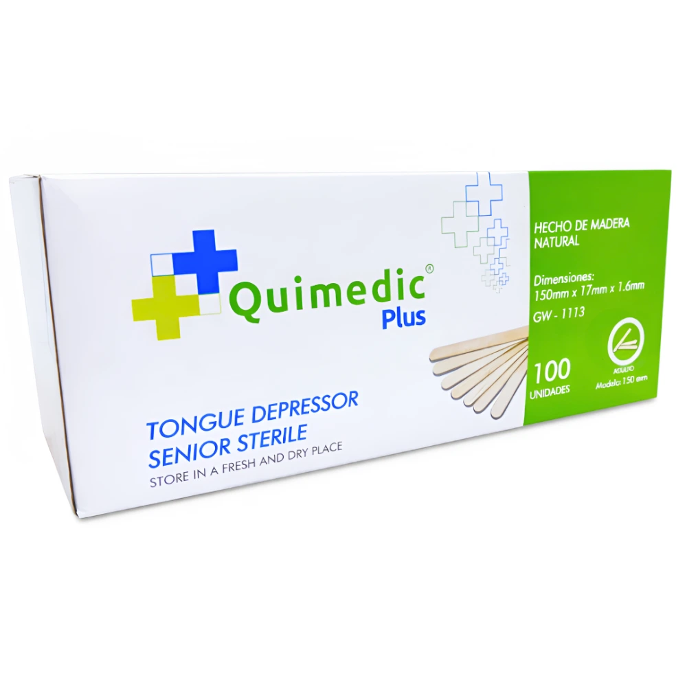 Baja Lengua Estéril Quimedic Plus® Adulto (2 Cajas 200 Unid.)