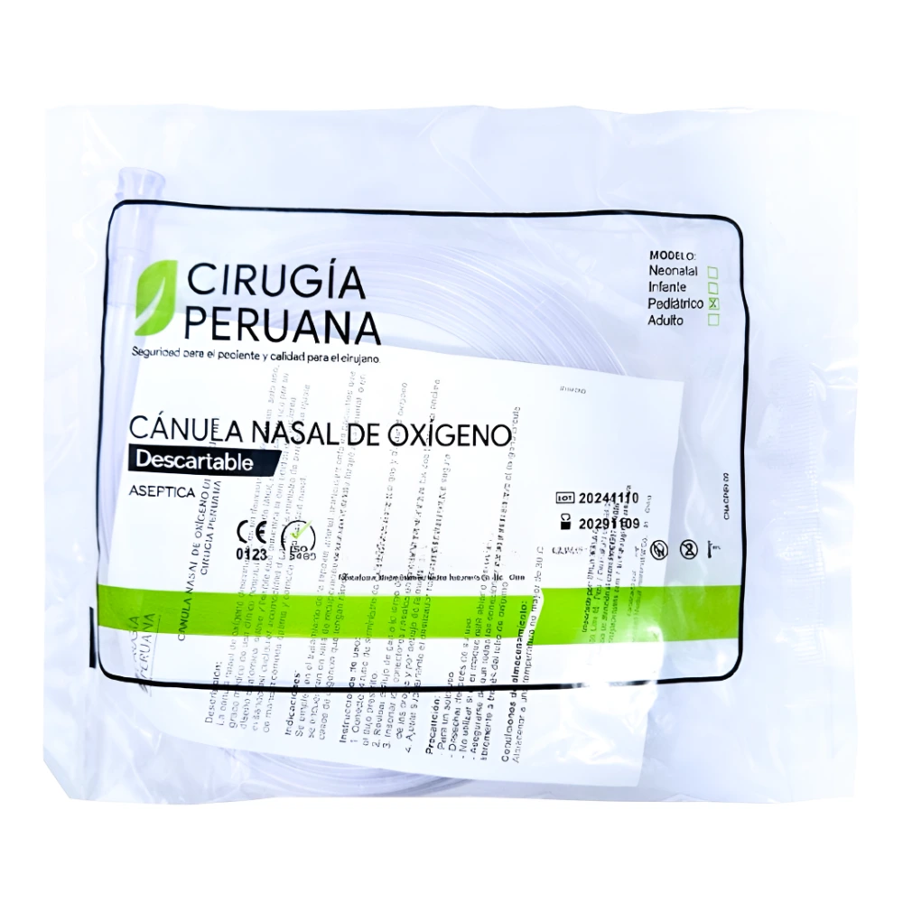 Cánula Nasal Pediátrica Cirugía Peruana® Ajuste Seguro (1 Caja 10 Unid.) Cánula Nasal Pediátrica Cirugía Peruana® Ajuste Seguro (1 Caja 10 Unid.)