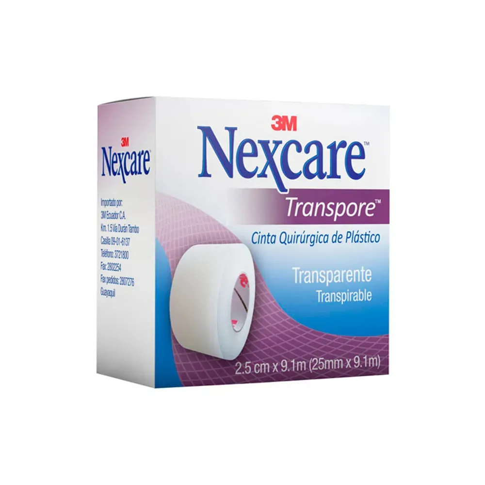 Cinta Quirúrgica 3M Nexcare® Transpore Plástica 2.5Cm X 9.1M (1 Par)