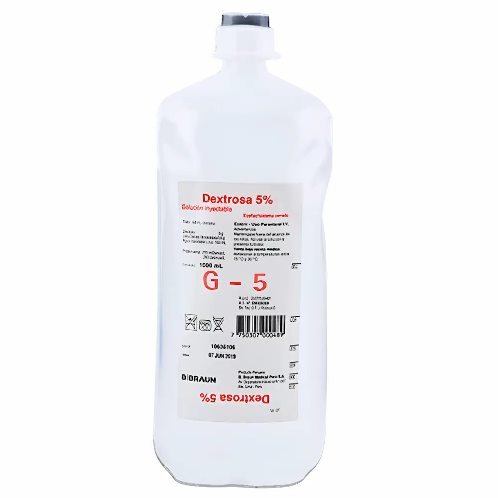Dextrosa Al 5% B. Braun® Solución Inyectable 1L (1 Par) - Soluciones Inyectables