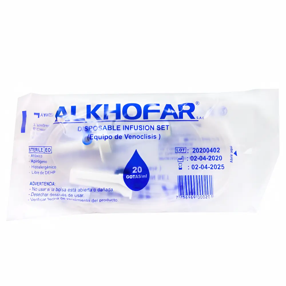 Equipo De Venoclisis Alkhofar® De Infusión (1 Caja 10 Unid.)