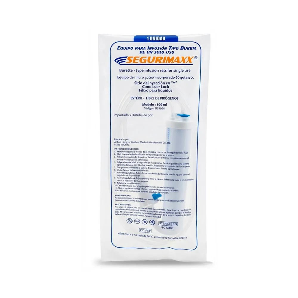 Equipo Para Infusión Bureta Segurimaxx® 60 Gotas (1 Caja 5 Unid.)