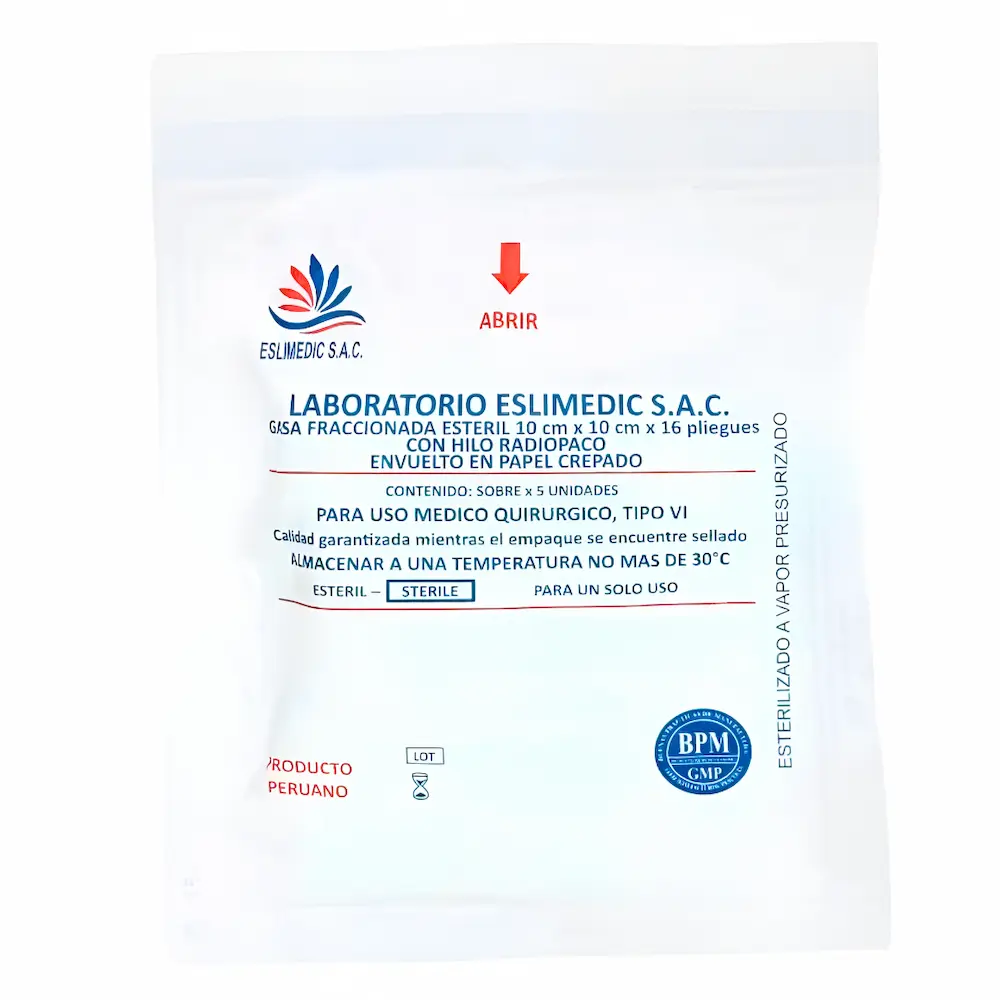 Gasa Eslimedic® Estéril Con Hilo Radiopaco 10X10Cm (1 Par)