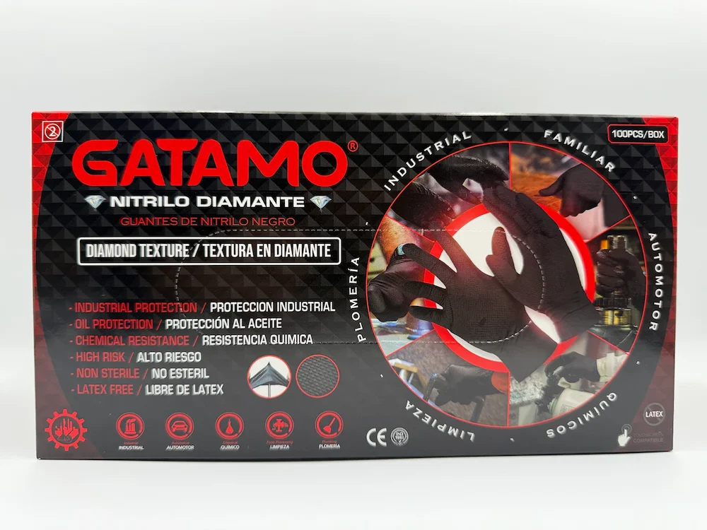 Gatamo® Guante Nitrilo Negro Máxima Resistencia (1 Caja 100 Unid) Gatamo® Guante Nitrilo Negro Máxima Resistencia (1 Caja 100 Unid)