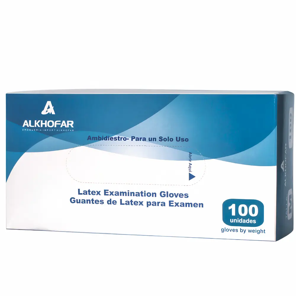 Guantes De Látex Sin Polvo Alkhofar® Talla S Protección Cómoda (1 Caja 100 Unid.)