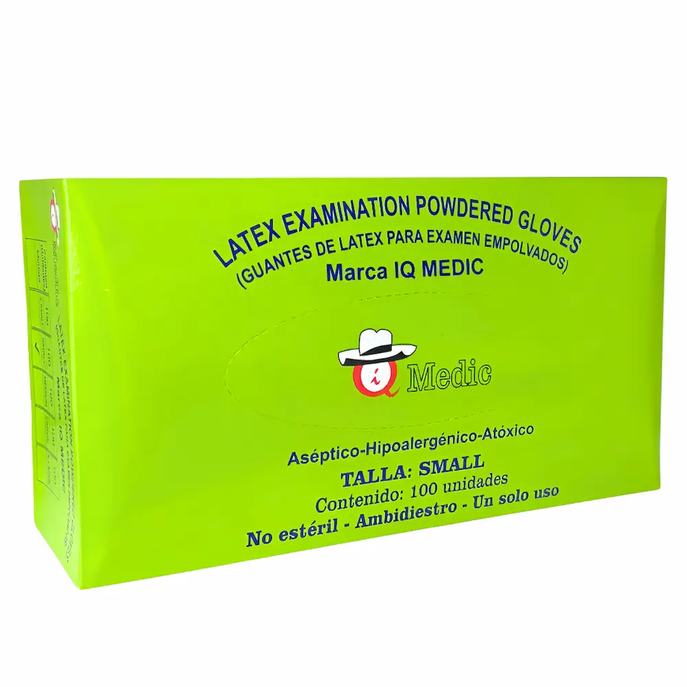 Guantes Látex Con Polvo Iq Medic® Talla S (1 Caja 100 Unid.)