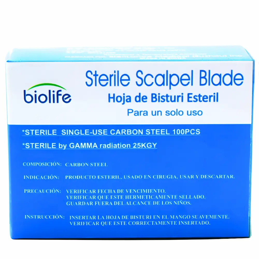 Hoja De Bisturí Biolife® Quirúrgica Esterilizada (1 Caja 100 Unid.)