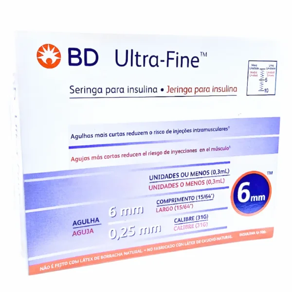 Jeringa Insulina Bd Ultra-Fine™ 0.3Ml 6Mm (1 Caja 100 Jeringas)