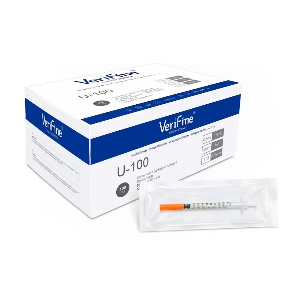 Jeringa Para Insulina Verifine® Aguja Ultrafina 0.5Ml (1 Caja 100 Unid.)