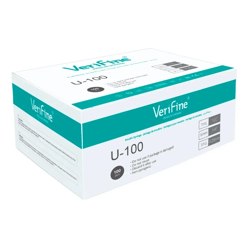 Jeringa Para Insulina Verifine® Aguja Ultrafina 1Ml (1 Caja 100 Unid.)