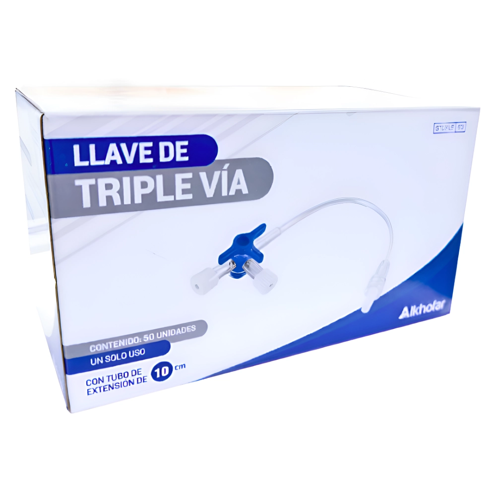 Llave De 3 Vías Alkhofar® Con Extensión 10Cm (1 Caja 50 Unid.)