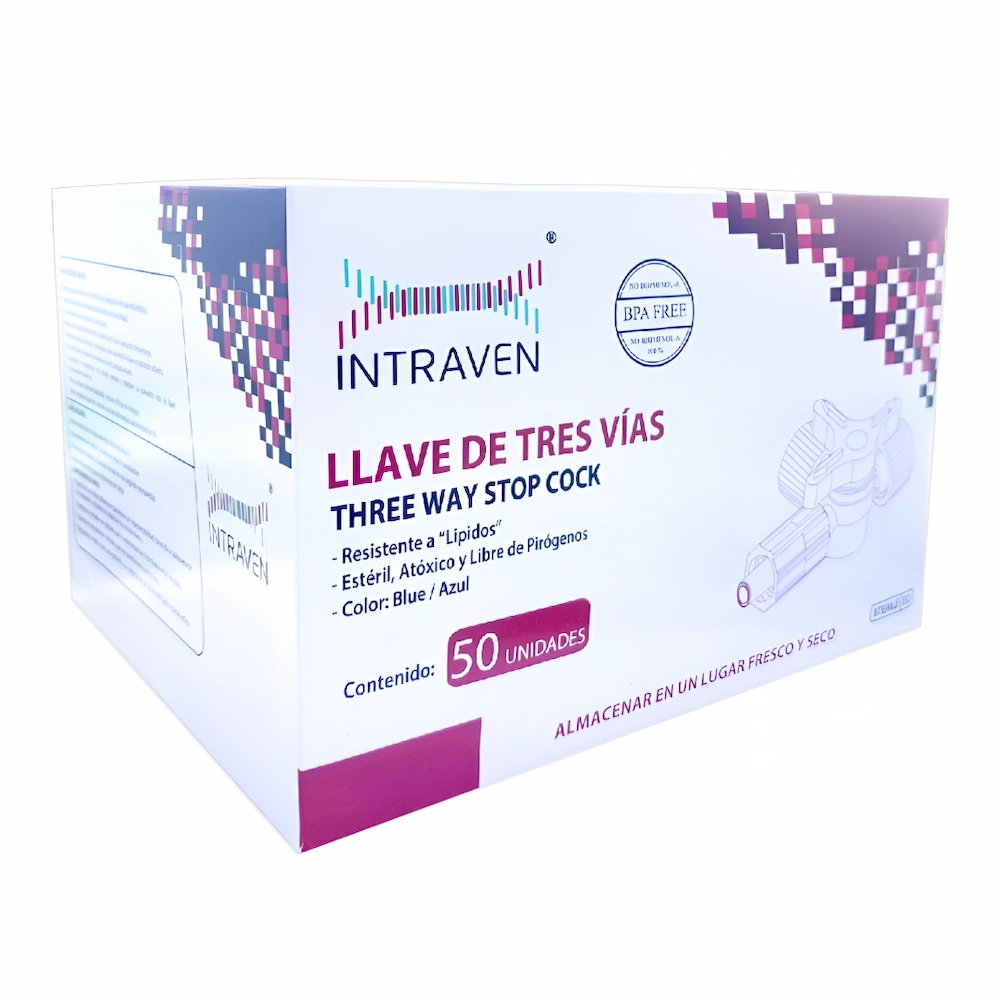 Llave De 3 Vías Intraven® Simple Azul (1 Caja 50 Unid.) Llave De 3 Vías Intraven® Simple Azul (1 Caja 50 Unid.)