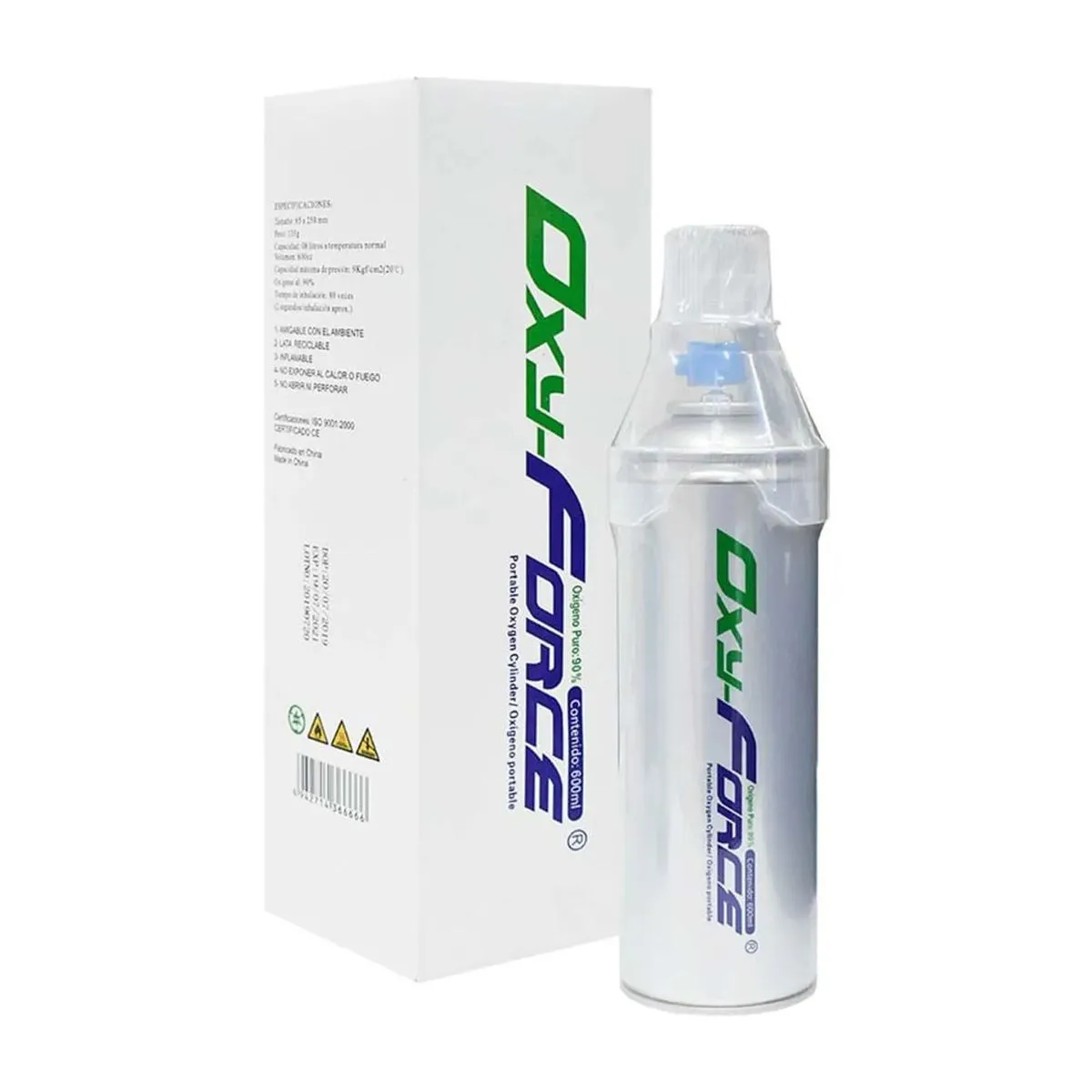 Oxígeno Portátil Oxy Force® 90% Puro 600 Ml (Por Unidad)
