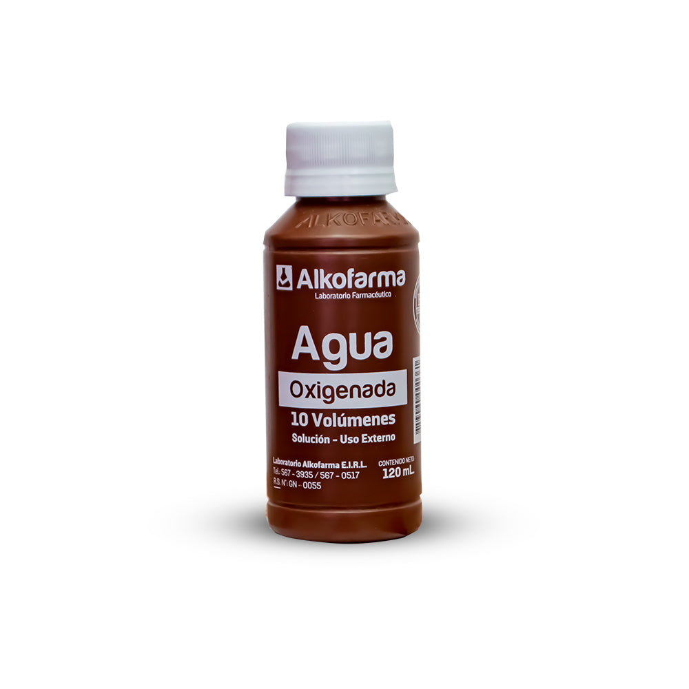 Agua Oxigenada 10 Vol Alkofarma® 120 Ml Higiene Y Cuidado Diario (1 Caja 12 Unid.) - Antisépticos y Desinfección