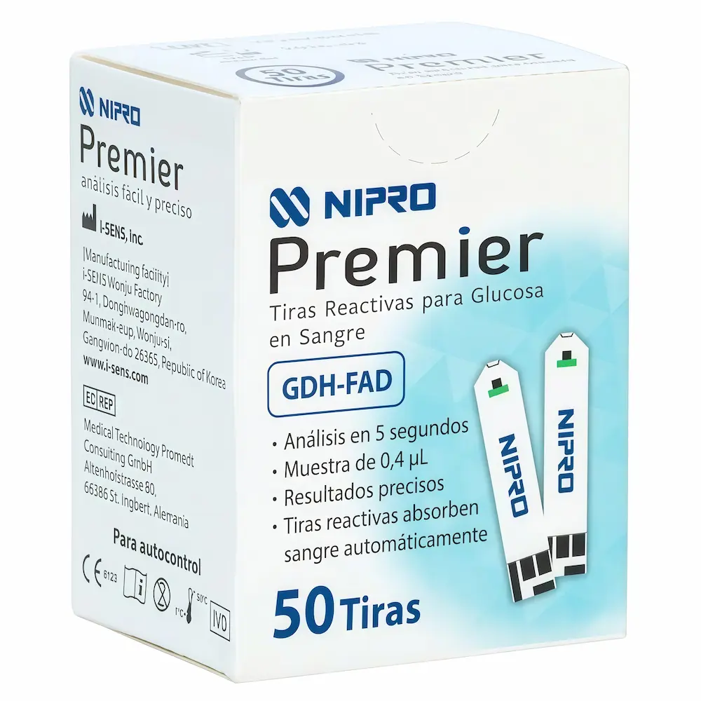 Tiras Reactivas De Glucosa Nipro Premier® (1 Caja 50 Unid.)