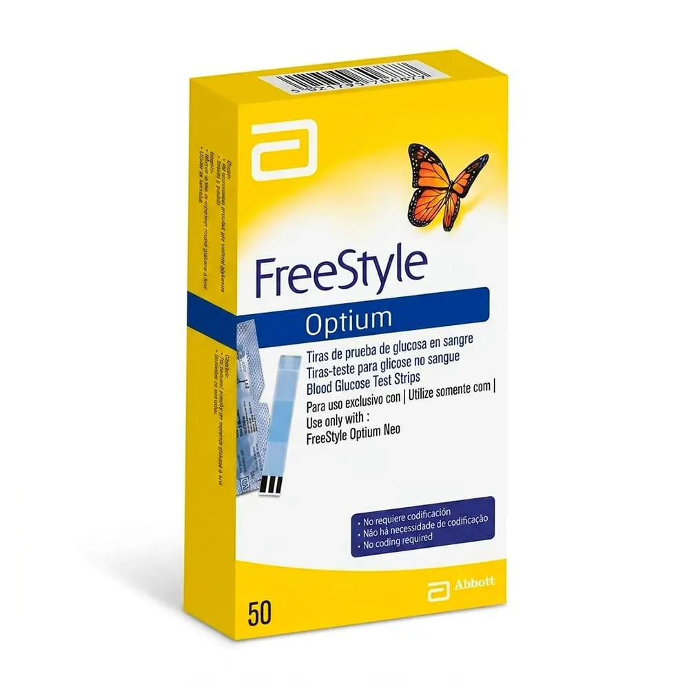 Tiras Reactivas Freestyle® Medición De Cetonas Y Glucosa (1 Caja 50 Unid.)