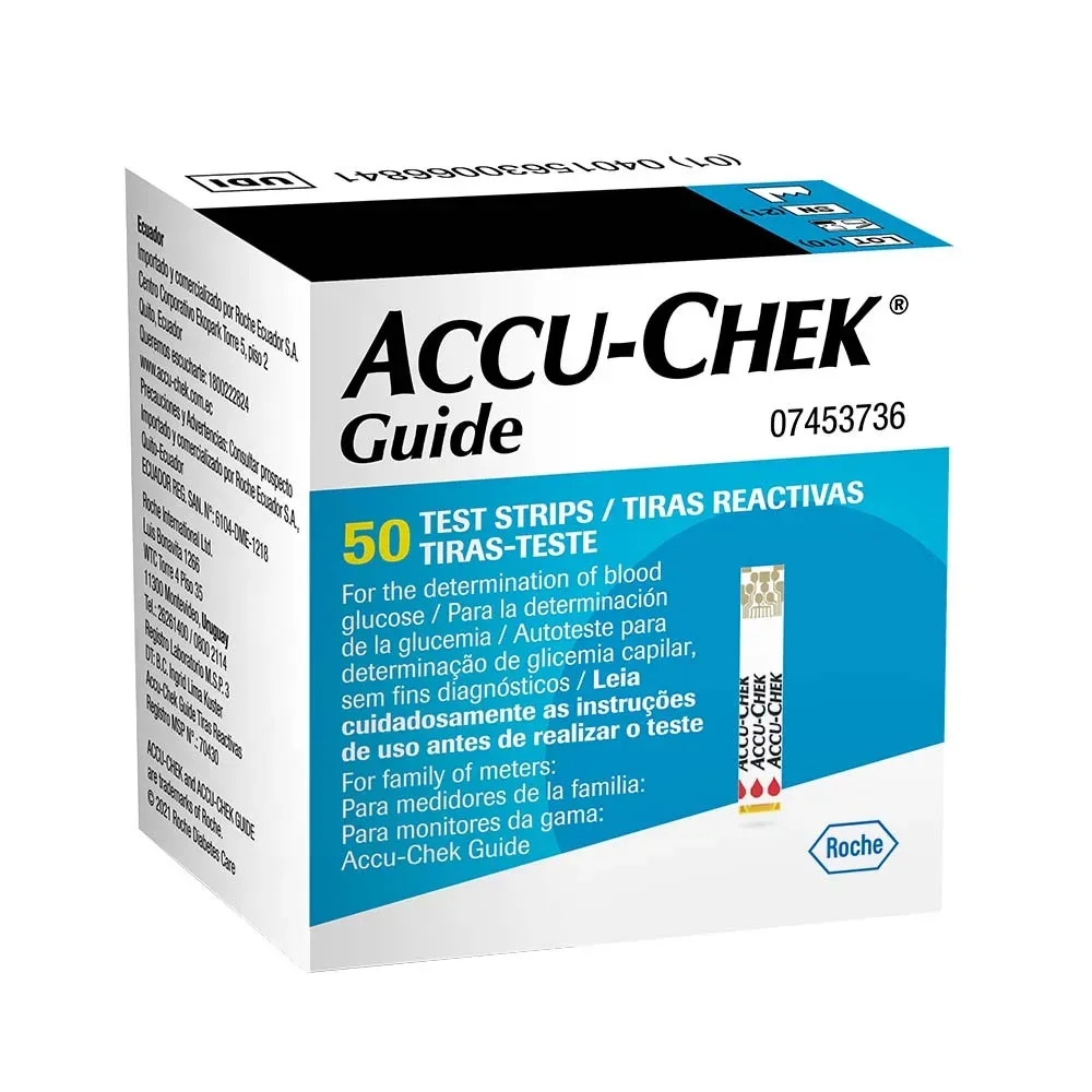 Tiras Reactivas De Glucosa Accu-Chek® Alta Precisión (1 Caja 50 Unid.)