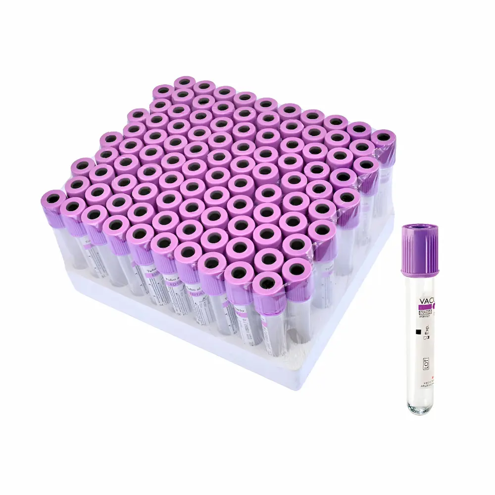 Tubos Tapa Lila Kang Jian® Edta K2 3Ml (1 Gradilla 100 Unidades)