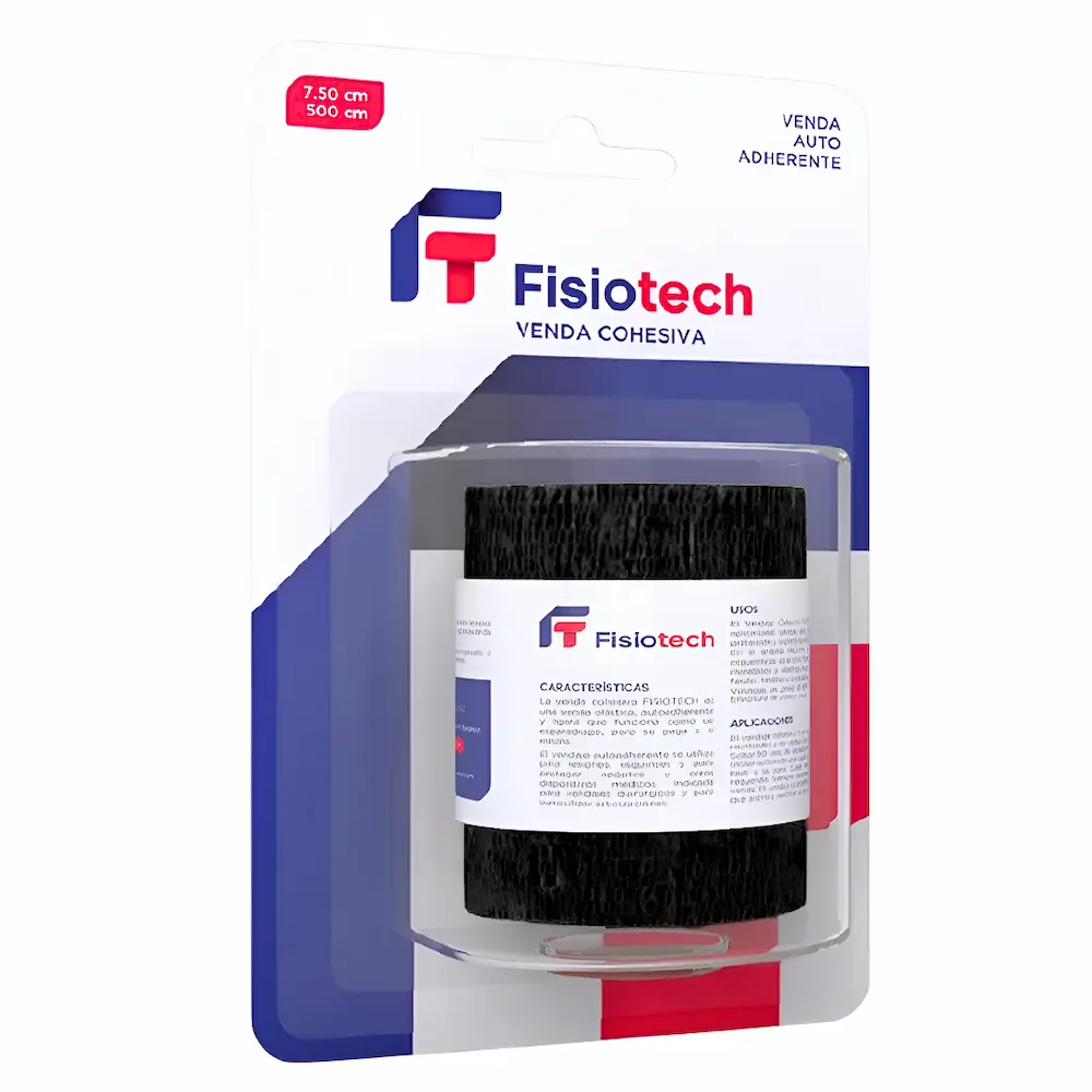 Venda Cohesiva Fisiotech® Negra 7.5Cmx5M (1 Blíster 1 Unid.)